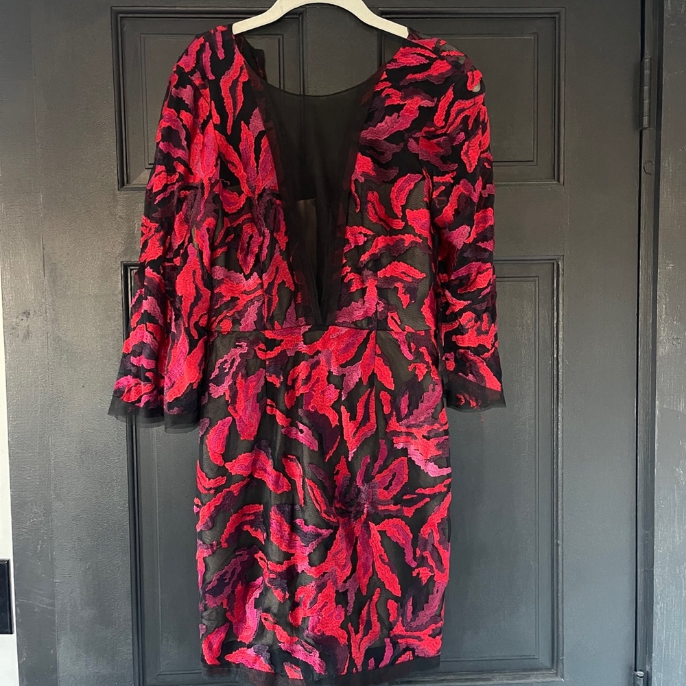 BCBG MaxAzria Red Printed Cocktail Dress
